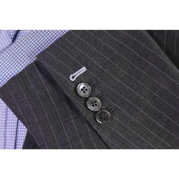 Sebastien Grey Clothiers Bespoke Gray Pinstripe 2-Btn Wool Blazer Jacket 46R - Picture 7 of 10
